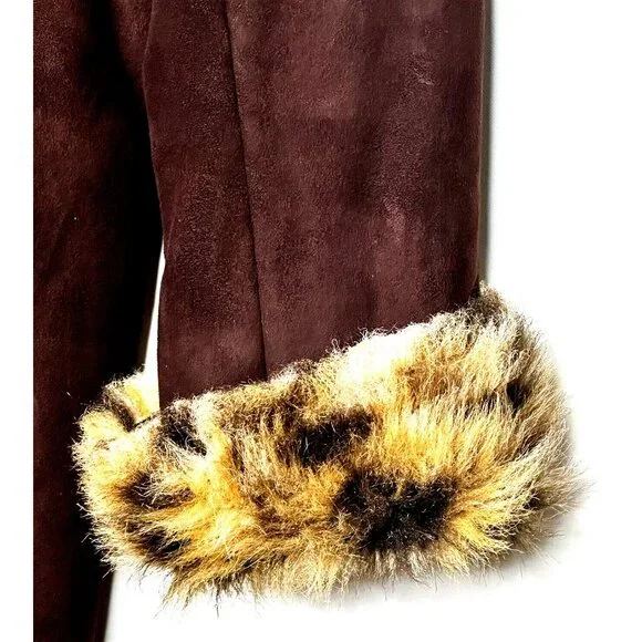 NOVELTI Womens Swing Coat Faux Fur Winter Luxury Cuddly Soft Brown Size Small - Picture 6 of 13